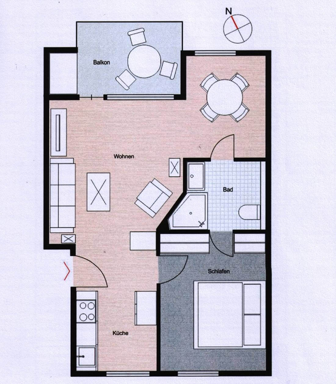 Grundriss Ferienwohnung Seeblick Koserow auf Usedom